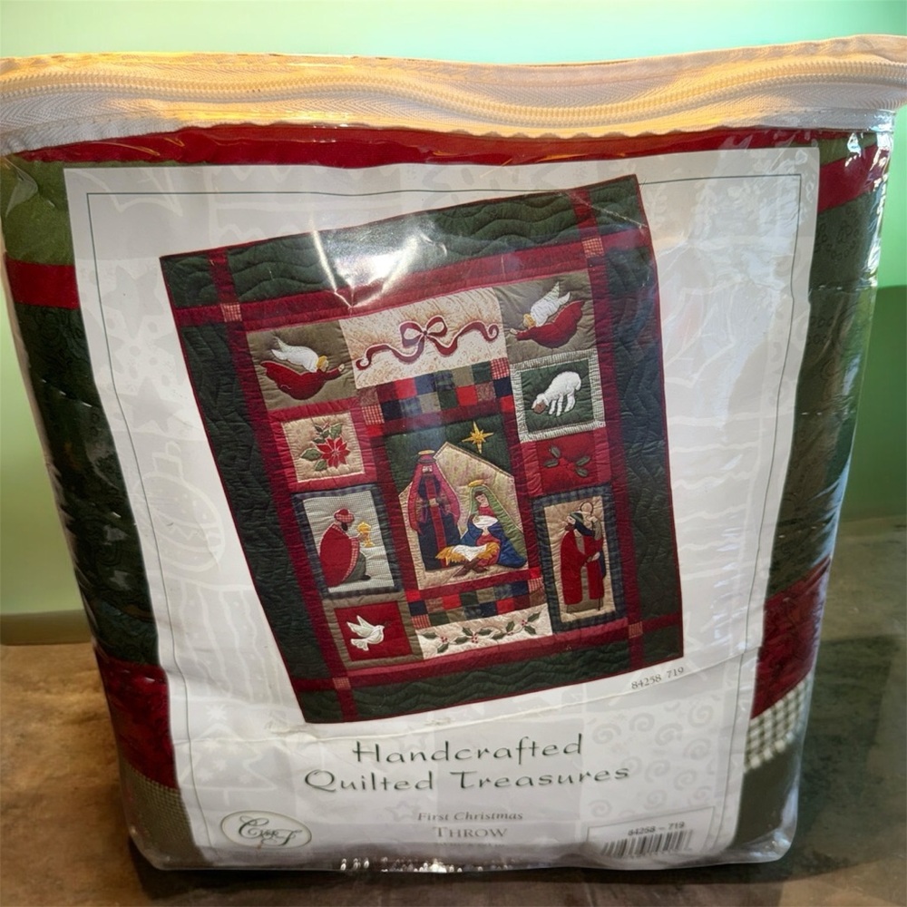 First Christmas Nativity Quilted Throw 50” x 60” C&F Handcrafted Quilt Treasures